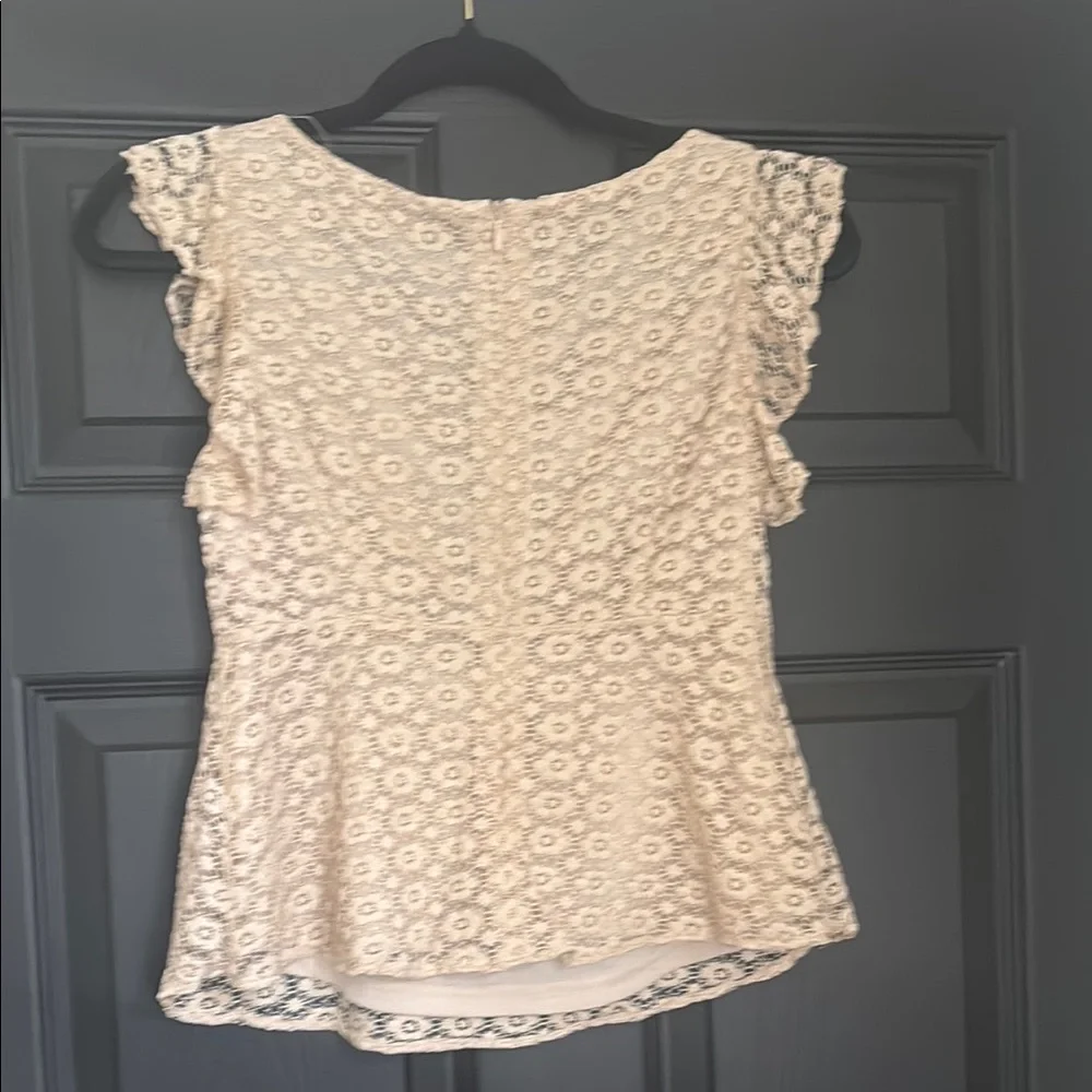 Cream Flutter Sleeve Ruffled Blouse - Picture 8 of 9